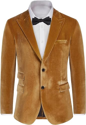 Yarizm Velvet Blazer for Men's Wedding Jacket for Dinner Party Prom Tuxedo Jackets Slim Fit Two Button Suit Blazer - Main Image