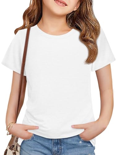 Image of Imily Bela Girls Summer Crewneck T Shirts 5-14 Years | Kids, Casual, Short Sleeve, Loose Basic Tee Tops, Versatile Everyday Wear, Sports, school, party & outdoor activities