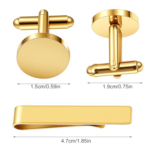 Set de 3 piezas: pasador de corbata y mancuernas doradas para hombre miniatura 2
