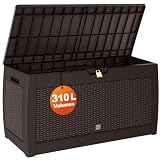 CASARIA® Baule da Giardino 310L Box Portacuscini 119x48x60cm 4 Rotelle Multibox 3 Maniglie Contenitore Richiudibile