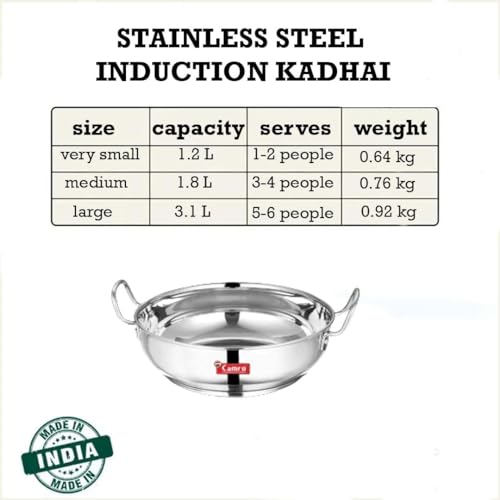 Camro-Kadhai-Induction-Bottom-Stainless-Steel-with-Lid