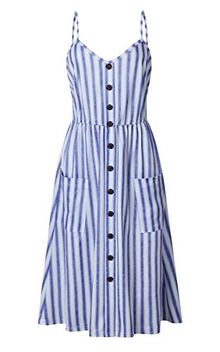 image for Angashion Women's Dresses-Summer Floral Bohemian Spaghetti Strap Butto