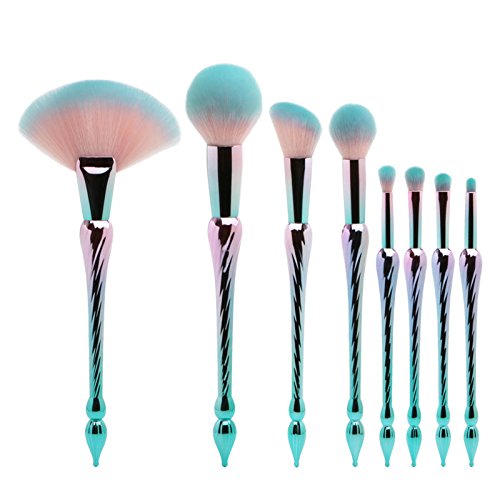 Acetery 8 pcs Green Makeup Brushes Professional Synthetic Makeup Brush Set