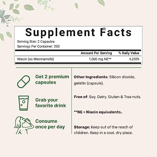 image for Micro Ingredients Vitamin B3 Niacinamide 500mg Per Capsule, 400 Capsul