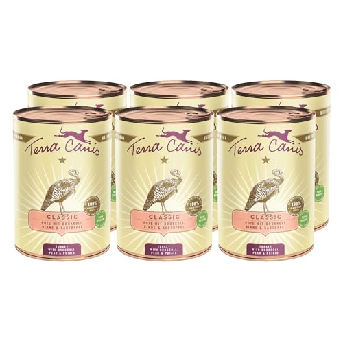 Terra Canis Pute, Brokkoli, Birne & Kartoffel - Classic Nassfutter, 6x400g I Premium Hundefutter in 100% Lebensmittelqualität Aller Rohstoffe I allergen- & getreidearm, glutenfrei