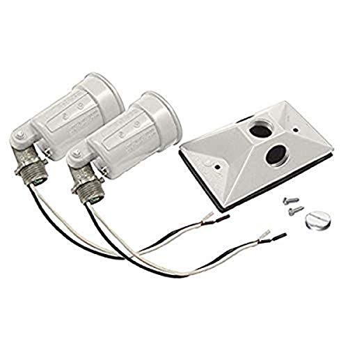 Hubbell-Bell 5621-6 Rectangular Cover 75-100-Watt Combination Lampholders, White, 2 Pack