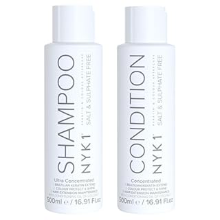 NYK1 Set Di Shampoo Senza Solfati E Balsamo (500ml x 2) Set Di Shampoo Senza Sale Post Cheratina E Balsamo Per Extension E Capelli Colorati - Detersione Delicata E Previene La Rottura Dei Capelli