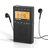 TOMASHI Portable Radio, Small Radio with Loud Speaker, Headphone Jack, LCD Screen, Battery Powered