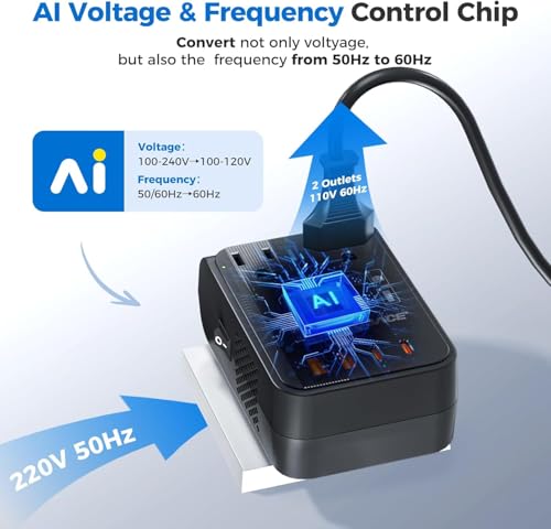 Image of DOACE 350W Voltage Converter US to Europe - 220V to 110V Converter for European Travel, Power Converter Adapter Combo with PD Chargers for Hair Straightener Shaver Toothbrush CPAP Laptop Camera Phone