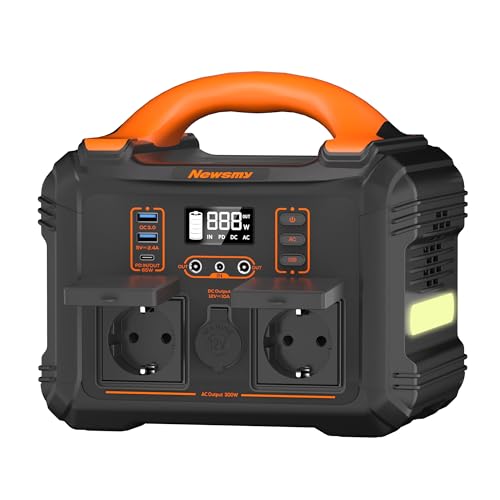 Newsmy Tragbares Powerstation 300W/230V x 2 Wechselstromausgang (600W Peak) Pure Sinuswelle 236.25WH LiFeMnPO4 Batterie, Solargenerator für Camping/Outdoor/Notfälle/Haushaltsbilanz Newsmy Tragbares Powerstation 300W/230V x 2 Wechselstromausgang (600W Peak) Pure Sinuswelle 236.25WH LiFeMnPO4 Batterie, Solargenerator für Camping/Outdoor/Notfälle/Haushaltsbilanz
