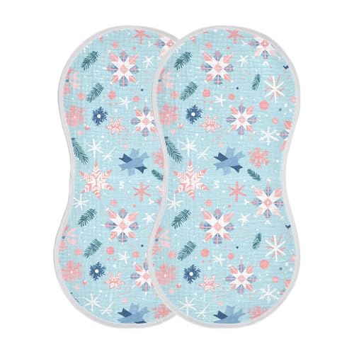Blue Snowflakes Simple Cotton burping Cloths for Babies Breathable Milk Spit Up Cloth for Unisex Set of 2, 22x11in