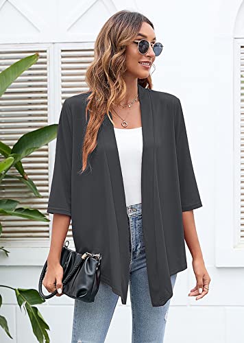 Image of Heymoments Women's Lightweight Open Front Cardigans 3 /4 Sleeve Casual Soft Drape Fall Cardigan S-2XL