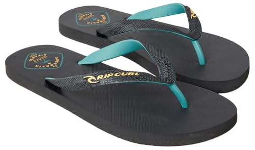 Rip Curl Men's Desto Bloom Thongs, Black/Green, 11 US