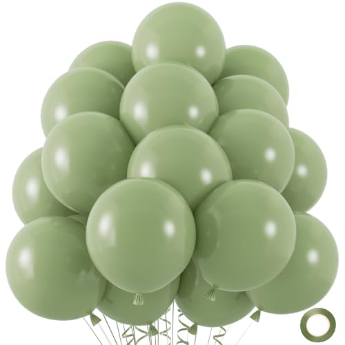 50pcs Sage Green Balloons, 12inch Matte Boho Green Balloons for