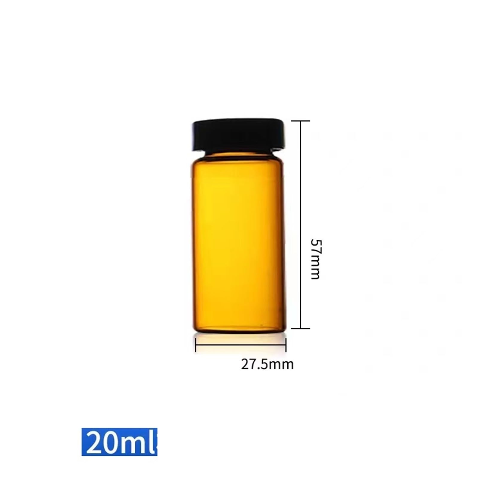 Szklane butelki, przezroczyste butelki， Brązowe szklane butelki na próbki olejków eterycznych z zakrętką do laboratorium o pojemności od 3 ml do 50 ml(20ml 50 pieces)