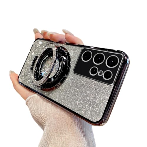 Coque Samsung S23 Ultra paillettes en TPU souple transparent avec anneau