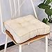 Treer Coussin de Chaise - Imitation Lin- Différents Coloris ? Rembourrage épais Confortable, résistant, Facile à Nettoyer, pour Cuisine, Chambre, Salon, etc (Blanc crème,50x50x9cm)