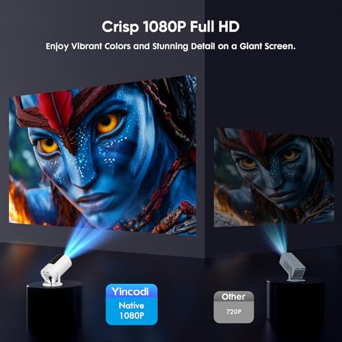 Image of [Built-in Apps] Mini Projector with WiFi and Bluetooth, Native 1080P Portable Movie Projector for Bedroom, Android 12, Auto Vertical Keystone, 180 Rotation, Compatible with HDMI /USB /TV Stick /Laptop