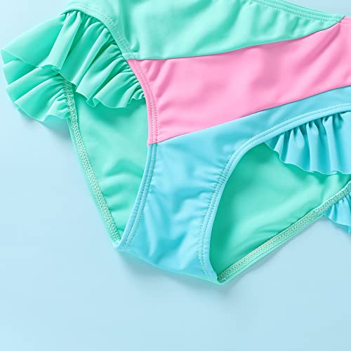 image for YOUNGER TREE Toddler Girls Two Pieces Swimsuit Color Block Stripe Swim