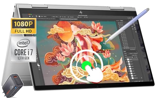 Hp Envy 2-in-1 14C` tHD ^b`XN[m[gp\R - Intel 10-Core i7-1355U - Wi-Fi 6E - i`Vo[ 2023 Win11 W/X^CXy& 65W GaN [d (1