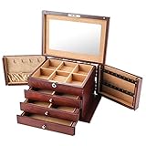 rahmenuhr ❤ 【Ausgewähltes Material】 --- Die Außenschicht besteht aus hochwertigem Leder, ist feuchtigkeitsbeständig, feuchtigkeitsbeständig und leicht zu reinigen, sodass Sie ein anderes visuelles Erlebnis erhalten. Die Hauptstruktur besteht aus MDF-Holzplatten, die von Hand gefertigt werden. Feiner und weicher Flock mit kurzen Fleeceflocken, dicke und flache, dicke Textur, die Ihren geliebten Schmuck besser pflegt.