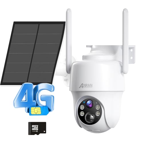 ANRAN 3G/4G LTE Cámara Vigilancia Exterior con Bateria, Tarjeta SIM+32GB Tarjeta SD, 2K 360° PTZ Solar Cámara, Detección de Humana, Visión Nocturna Color, Audio de 2 Vias, IP65 Impermeable, G1 Blanco