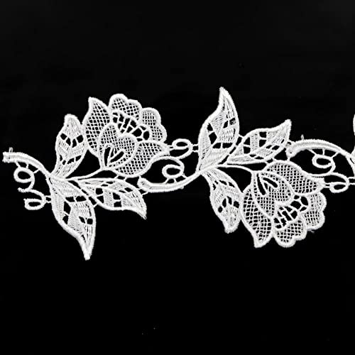 Floral Motifs Boho White Lace Applique Trim Sequins Flower Embroidery Applique Sewing Craft,2 Yards #TOP3