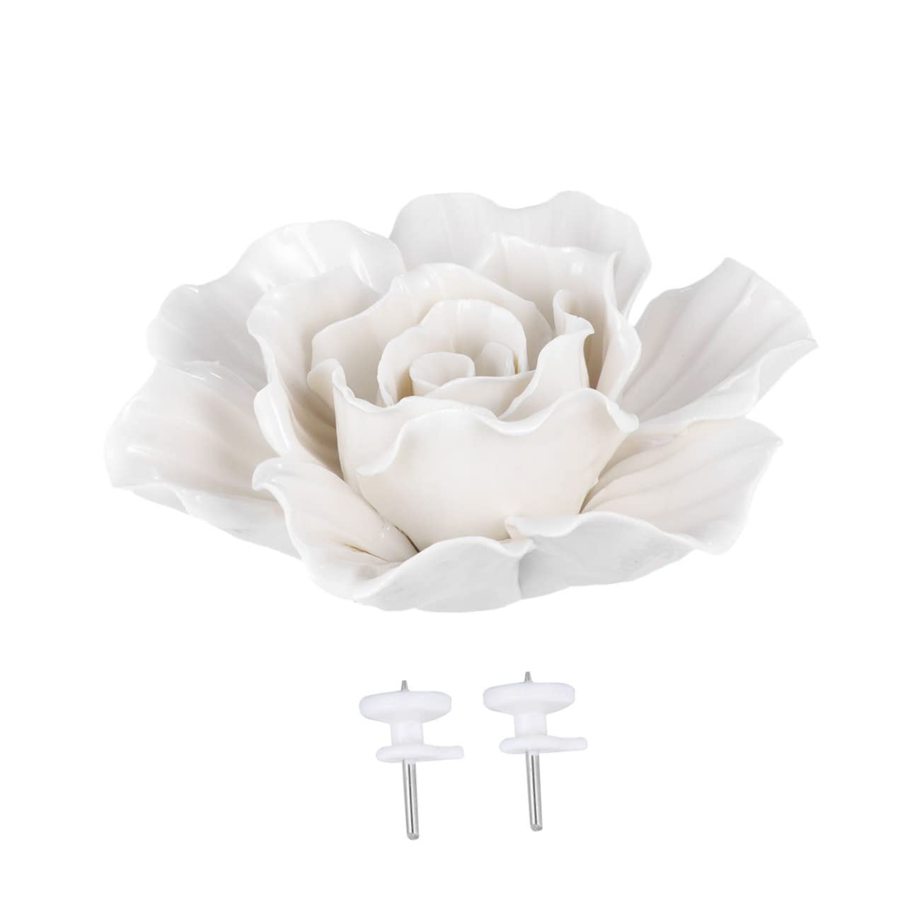 Hemobllo 1 Pieza Decoración de pared tridimensional fondo decoración de pared de flores blancas de yeso Decoración de arte de pared murales 3d colgante de pared rosa flor de ceramica