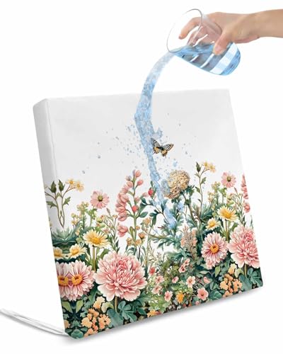 Outdoor Chair Seat Covers, Pink Blossom Floral Butterfly Waterproof Cushion Cover Sectional Summer Garden Botanical Furniture Protector Slipcovers for Dining Room Party Event Chairs 2Pack