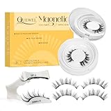 Wiederverwendbares Magnetische Wimpern mit Applikator, natürlicher Look, Magnet Wimpern Set kein Kleber nötig Wimpern magnetisch QUEWEL einfach zu tragen und zu entfernen mit Anleitung (Kit-L)