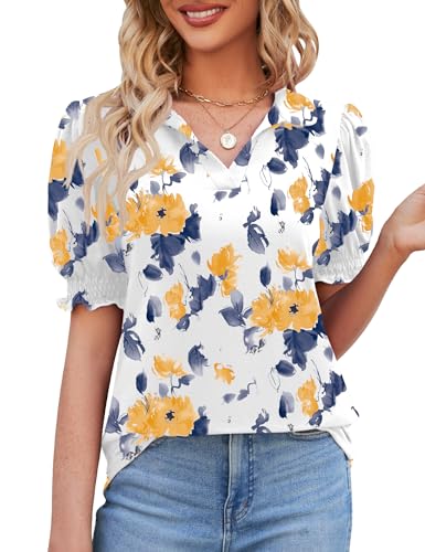 Camisa para mujer cuello en V Micoson túnica ligera que no aprieta para trabajar cómoda S