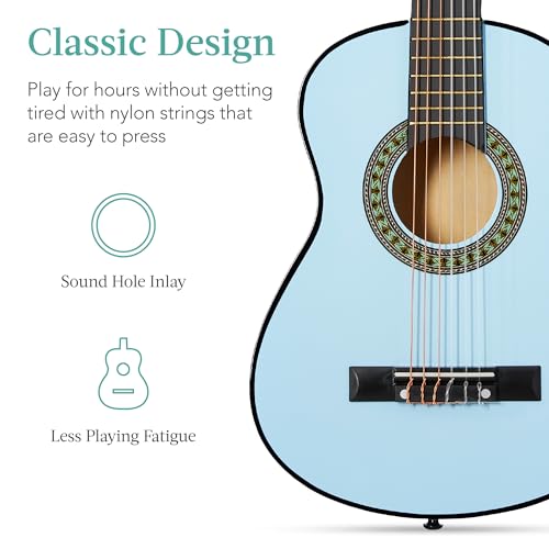 Image of Best Choice Products 30in Kids Acoustic Guitar Beginner Starter Kit with Strap, Case, Strings - Light Blue