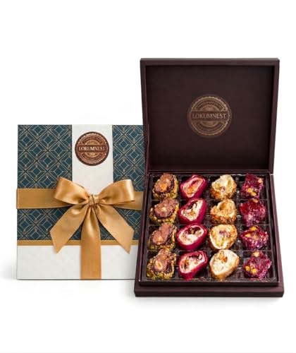 Premium Türkischer Lokum Geschenkbox – Handgemachte Delight Auswahl mit Pistazien & Nüssen – Frisch & Weich – Elegante Geschenkidee – 800g