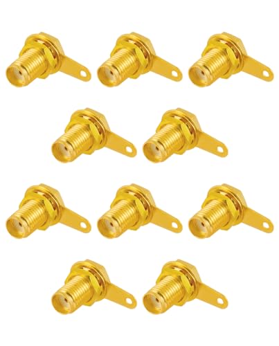 Vecys 10PCS SMA Hembra Conectores SMA Coaxial Montaje en Panel Conector con Tuerca Mamparo y Terminal de Copa de Soldadura