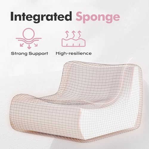 Image of Bean Bag Loveseat Chair Big Sofa Beanbag Chair for Adults Fireside Chair Bean Bag Lounger with Memory Foam Filled for Home,Apartment or Gaming Venue(Pink Plush)