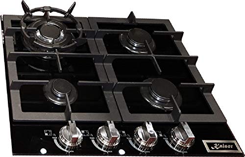 Kaiser KCG 6387 Turbo,Plaque de cuisson à gaz 60 cm,En verre noir 4 zones, Autonome, encastrée, 4 brûleurs de qualité supérieure, 3,8 kW, Brûleur WOK - gaz naturel/gaz propane,4 feux Cover