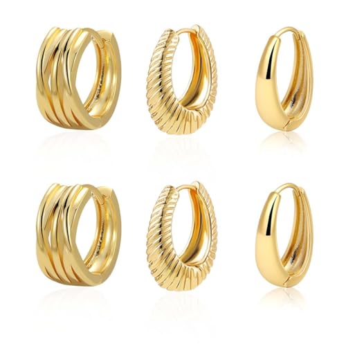 3 Pares Pendientes Mujer,Pendientes de Aro, Pendientes Acero Inoxidable, Pendientes Hombre Aretes de Mujer, Pendientes de Aro de Cartílago, para Hombre y Mujer