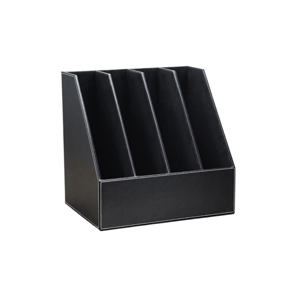 FZL02068LM Paper Organizers Leather Vertical File Folder Holder or Office Product Organizer Store Files Magazines, Notepads Office Trays(Black)