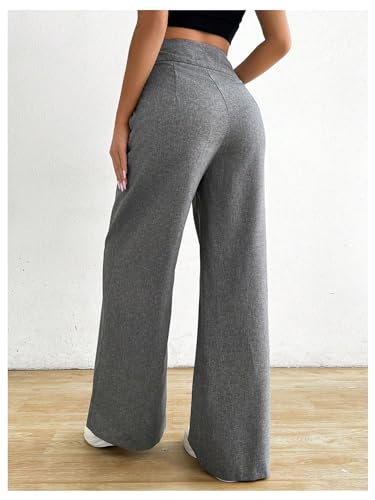 MakeMeChic Women's Pleated Wide Leg Pants Asymmetrical Waist Tummy Control Trousers2