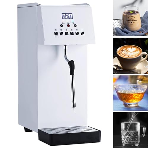 Hlixzoy Espumador De Leche De Calentamiento De Vapor Inteligente De Entrada De Agua, Espumador De Leche De Vapor Comercial De 6L con Pantalla LCD para Té Y Café