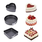 DQZSY Juego de 3 moldes para tartas antiadherentes, molde para tartas de queso a prueba de fugas, con base extraíble, accesorios versátiles para hornear, cuadrados, redondos, en forma de corazón
