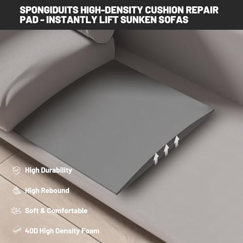 Image of Couch Cushion Support for Sagging Seat, 24 inchx24 inchx2.4 inch 40D High Density Curved Foam Sofa Cushion Support, Under-Cushion Sag Repair,Grey Set of 1