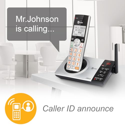 Image of AT&T CL82407 DECT 6.0 4-Handset Cordless Phone with Smart Call Blocker, Answering Machine, Caller ID Announce, Long Range, Expandable, Silver /Black