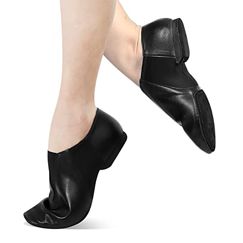Leather Sole Jazz Shoes Dance For Women And Men's, Black (10.5W / 9.5M) #TOP3