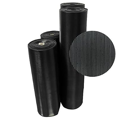 Rubber-Cal 03_167_W_FR_10 Fine Rib Corrugated Rubber Floor Mats, 3ft x 10ft Runners, Black
