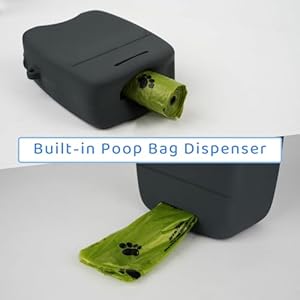   Dog-Treat-Pouch-Shoulder-Bag-with-Training-Clicker-Built-in-Poop-Bag-Dispenser-Magnetic-Closure-Silicone-Treat-Bag-with-Shoulder-Strap-for-Pet-Training-Walking-Grey