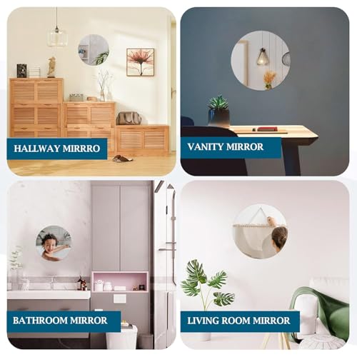 Image of Acrylic Mirror Frameless Round Mirror for Wall /Mirror with Smooth Edges for Bathroom /Dressing Room /Living Room /Bedroom /Entryway - (12x12 Inch), Clear