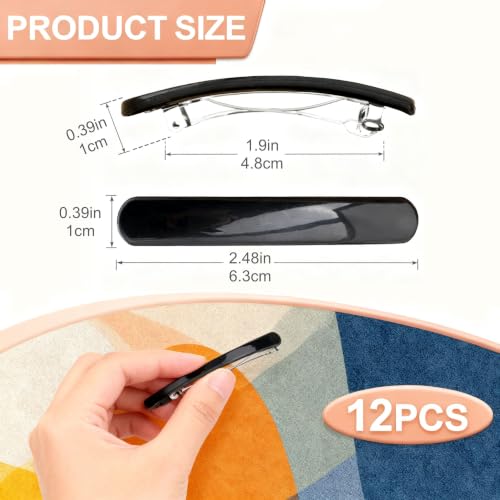 Set de 12 pinzas francesas negras para cabello fino miniatura 2