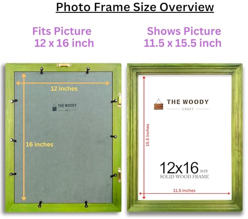 Image of Photo Frame 12x16 inch | Hanging Photo Frame | mini Frame | Green Wooden Frame for Wall | Refreshing Room Decor (12x16 inch, Green)