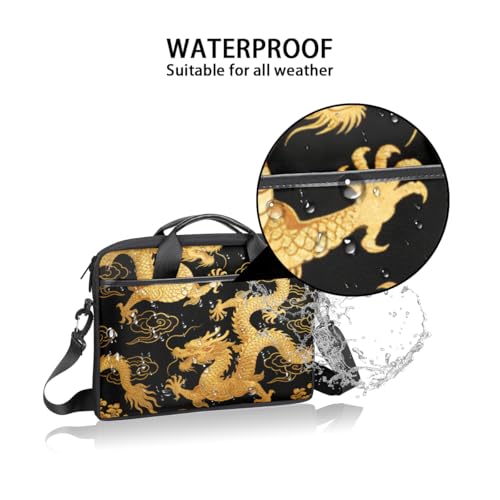 Maletín para portátil con diseño dragón negro y dorado 14-15 pulg miniatura 3